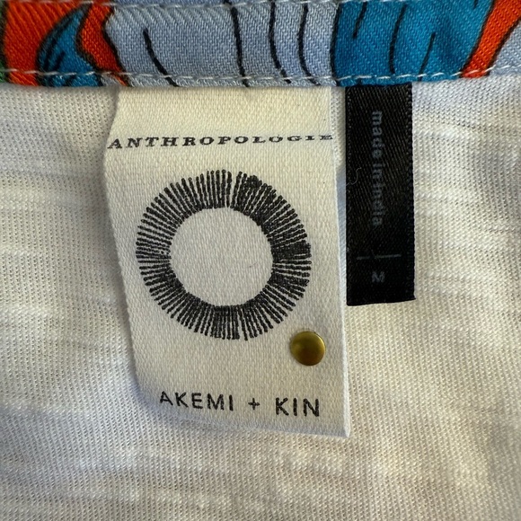 Anthropologie Akemi + Kin Floral Short Sleeve Blouse Top Size Medium - Picture 6 of 9